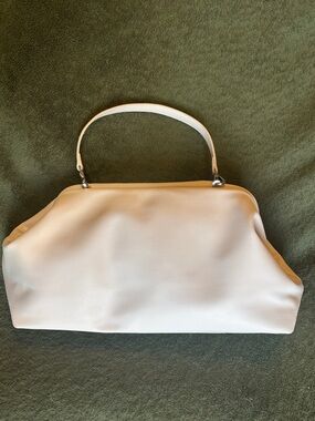 BCBG winter white PU leather convertible clutch handbag pristine condition